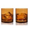 Admiral Cut Crystal Rocks Glasses in Amber Viski®