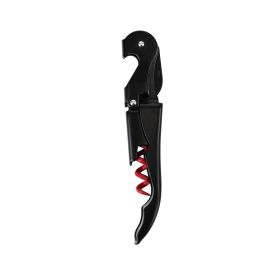 Truetap™: Double-Hinged Corkscrew in Matte Black with Red Wo