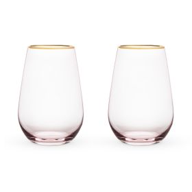 Rose Crystal Stemless Wine Glass Set by Twine®