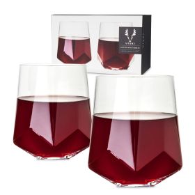 Seneca Crystal Faceted Wine Glasses Viski®