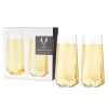 Seneca Crystal Faceted Stemless Flute Glasses Viski®